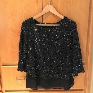 THML sequined black top with back buttons